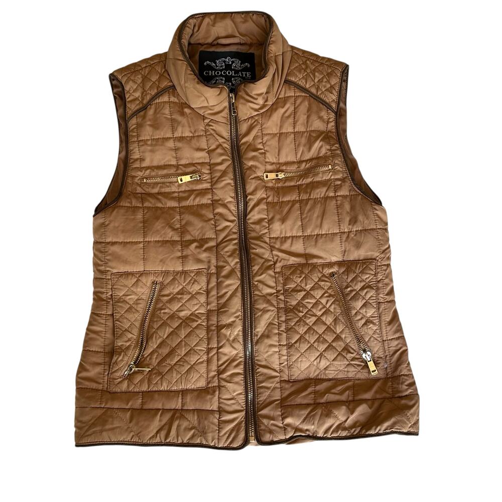 Womens Vest Size Small Tan Puffer Camping Glamping Hiking Outdoors Adventure Fun